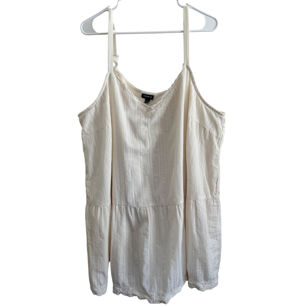 Torrid Beautiful Ivory Lace Trim Babydoll Tank‎ Top Size 2 Plus Size Cottagecore